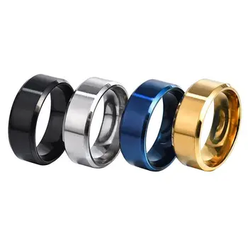 Fashion Trendy 6 Colors 316l Stainless Steel Ring 8mm Width Blanks ...