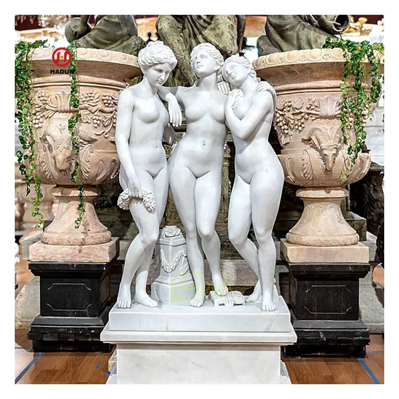 Classical Nude Greek the Three Graces Marble Statue