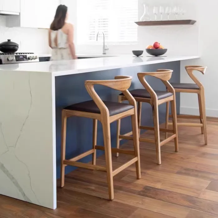 Барный стул в скандинавском стиле светлый роскошный высокий дизайн из массива ясеня обеденный Ресторан современный стиль кофейня стойка бара