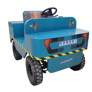 Customized Agriculture Warehouse Use Flatbed Large Electric Tractor Towed Flat Car Trailer For Airport Baggage Transportation