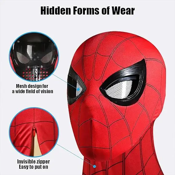 リアルなスパイダーヒーローフルマスク 動くレンズ付き コスプレ用