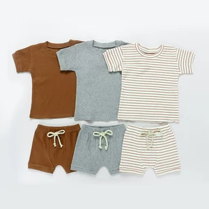 Summer Newborn Baby Boys Girls Clothes Outfits Sets Elastic T-shirt Shorts Suits Infant Casual Sports Baby Summer Clothing Sets