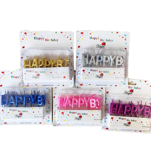 Hot Selling Magic-Colored 'Happy Birthday' Candles with Printed Letters Birthday Party Decoration in Bulk New Year Easter Diwali