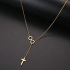 Long Pendant cross And Digital 8 Necklaces Pendants For Women Simple Design Necklace Stylish Stainless Steel Jewelry