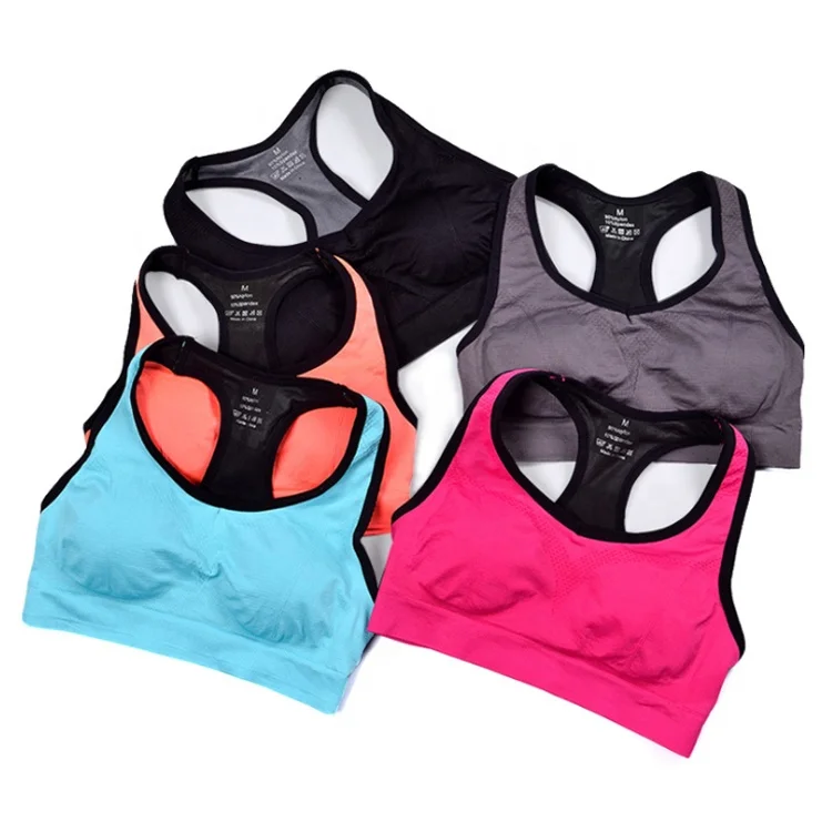 Бесшовный ударный Спортивный бюстгальтер Racerback с подкладкой для бега фитнеса женской