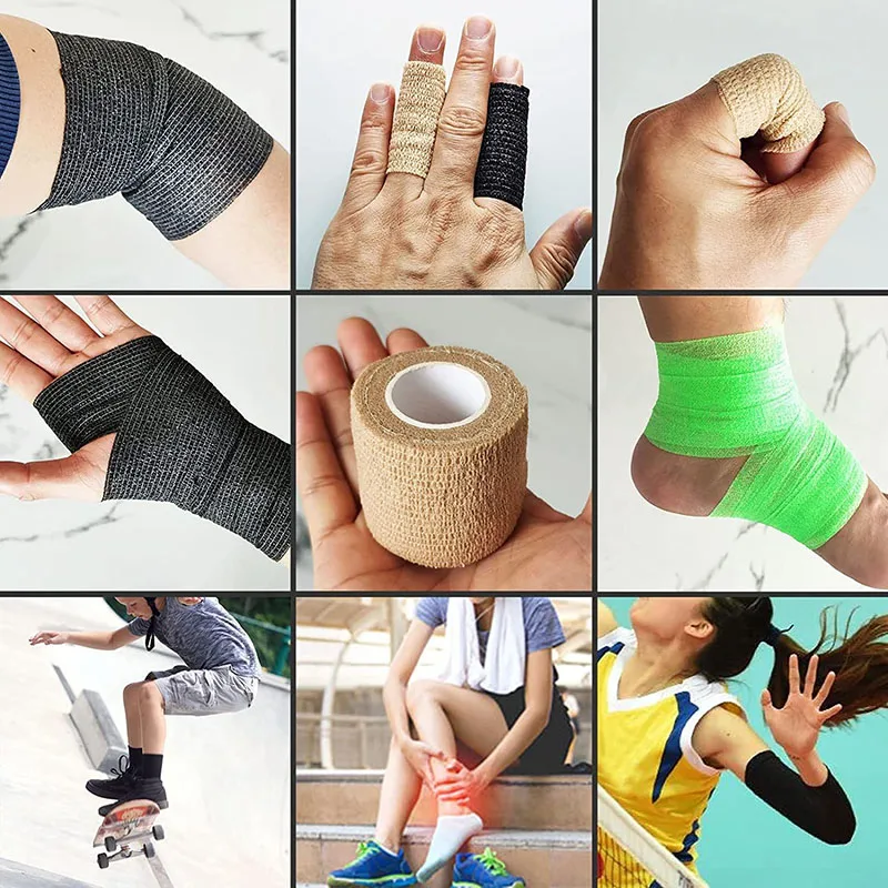 custom latex free flexible wrap cotton self adhesive vet elastic cohesive bandage for dog pets animals