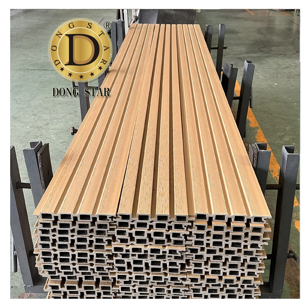 Co-extruded Wood Grain Exterior Outdoor Wall Wpc Fluted Cladding Panel ...