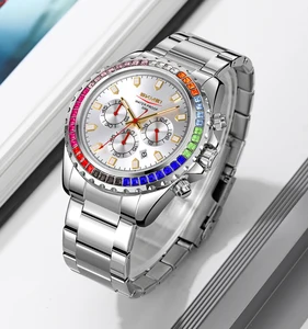 SKMEI 9356 Men's Fashion Business Modern Luxury Stainless Steel Band Quartz Watch-Water Resistant Day/Date Pointer Elegant