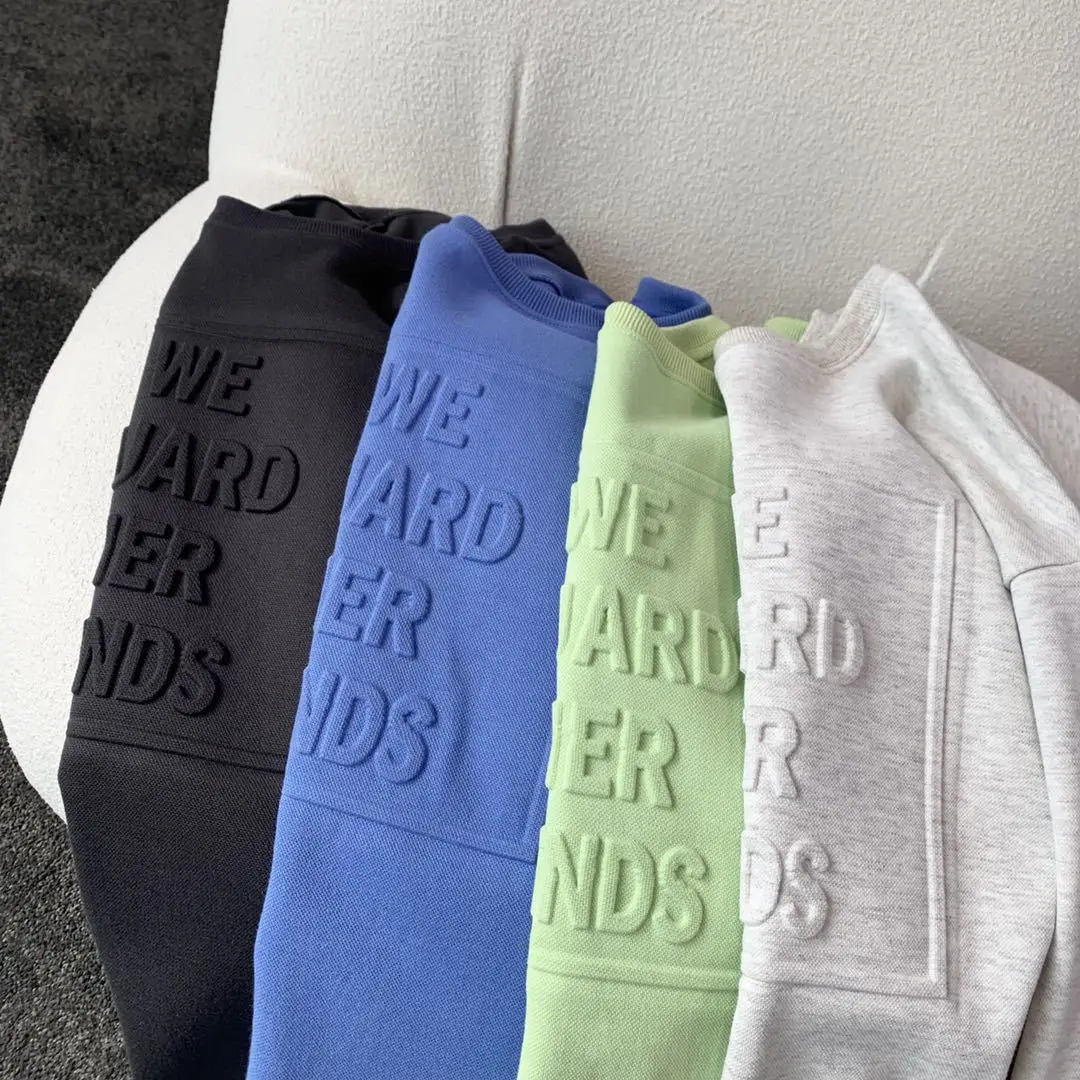 Custom 3d Embossing Logo Oversized Hoodies Women's Plain Embroidered Loose Jumper100cotton