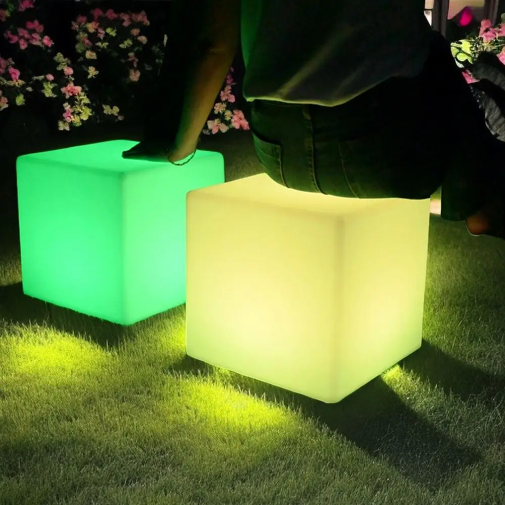 Wholesale Modern LED Chair with Illuminated Cube Plastic Bar Furniture for Dining Outdoor Hotel Night Club Hall Decorations