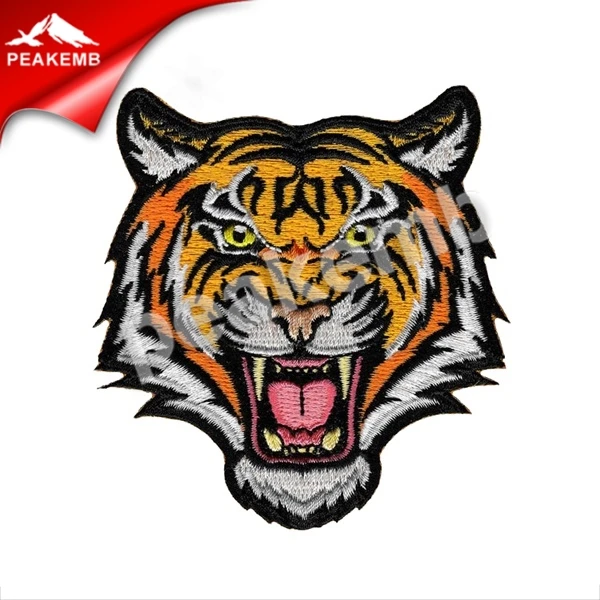 BENGAL TIGER PATCH Iron on Embroidered Wild Animal Roaring Applique for Bags and Jeans