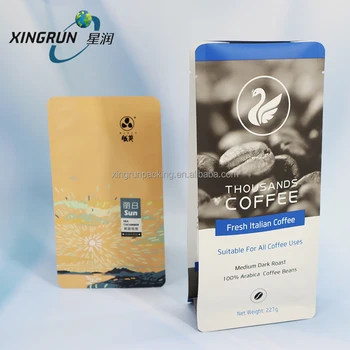 Custom Printed Private Label Matte Aluminum Foil Stand Up Pouch 250g 12oz Flat Bottom Coffee Bag With Valve