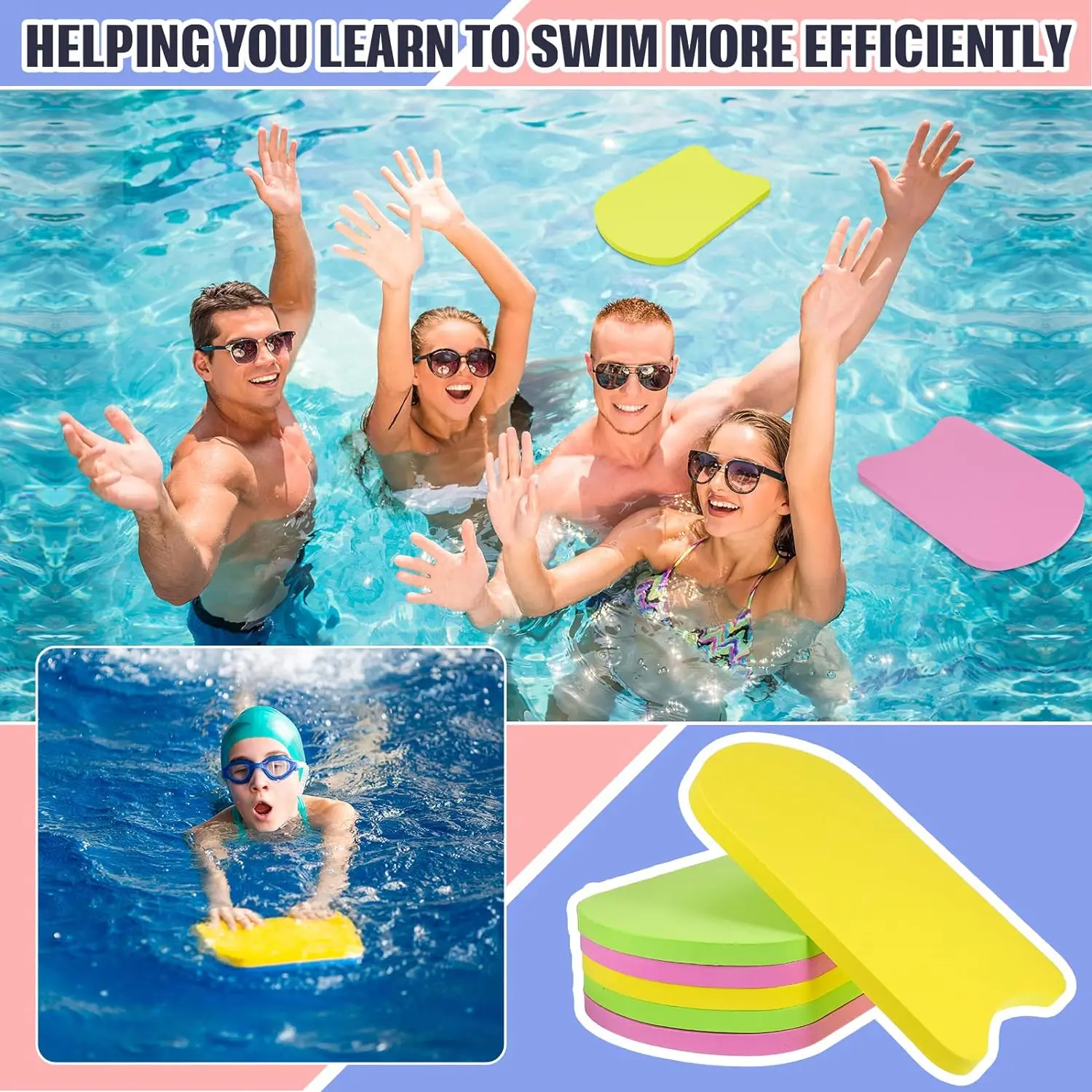 Best Quality Swimming Kickboard Training Lightweight Board with Anti-Slip Smooth Edge and Integrated Handle for Adults Kids