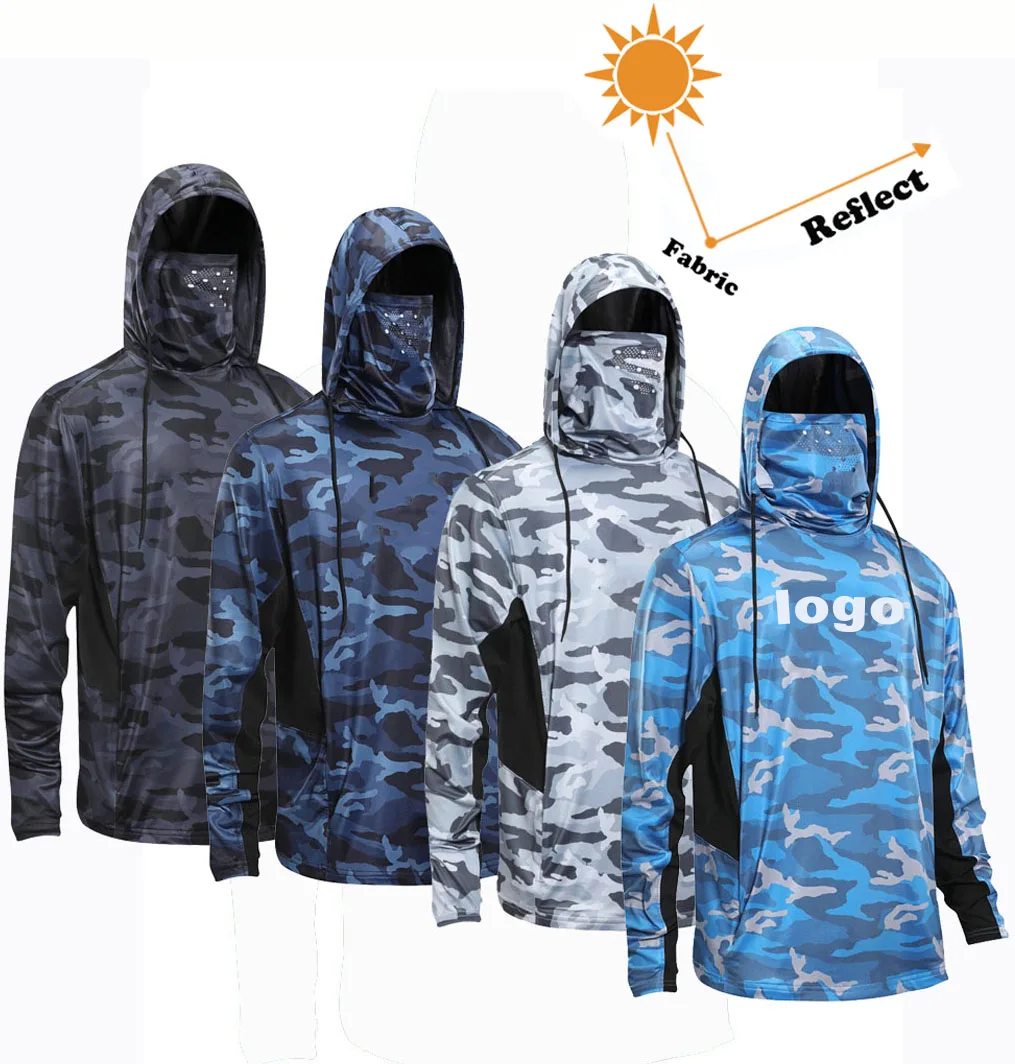 Hot Upf 50+ Breathable Fishing Hoodie Long Sleeve Camo Fishing Shirt Uv