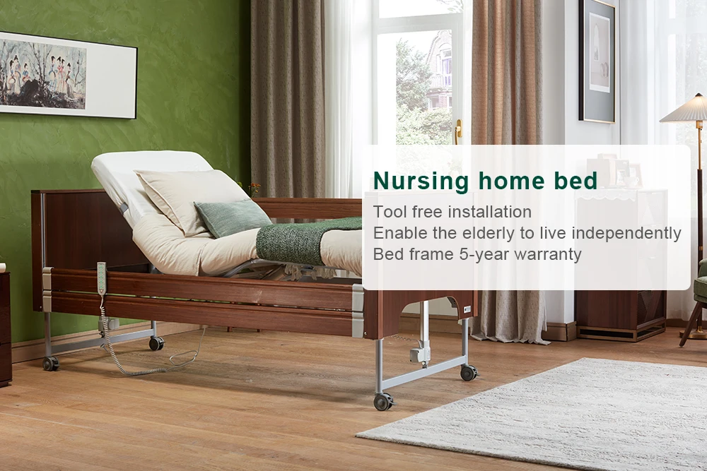Tecforcare Medical Nursing Home Bed Patient Adjustable Height Electric