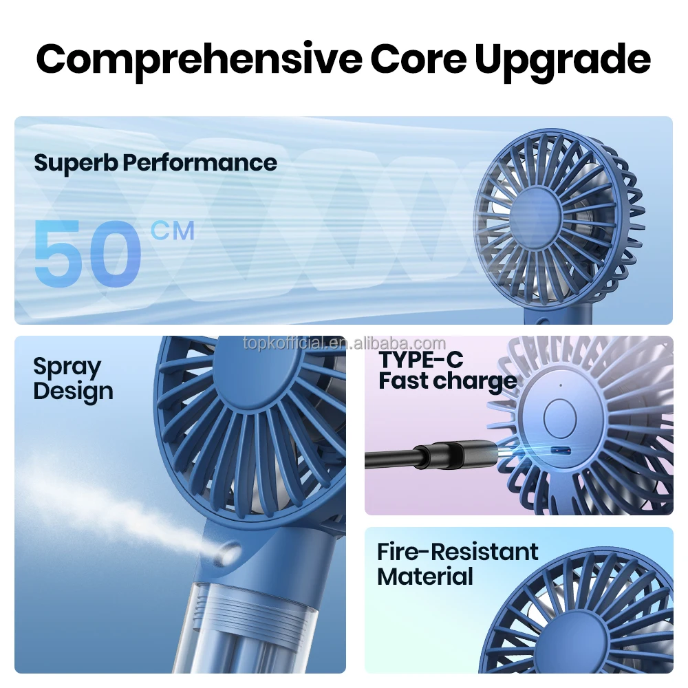 Oem K31 2024 New Customized 2000mah Handheld Small Usb Mini Misting Fan