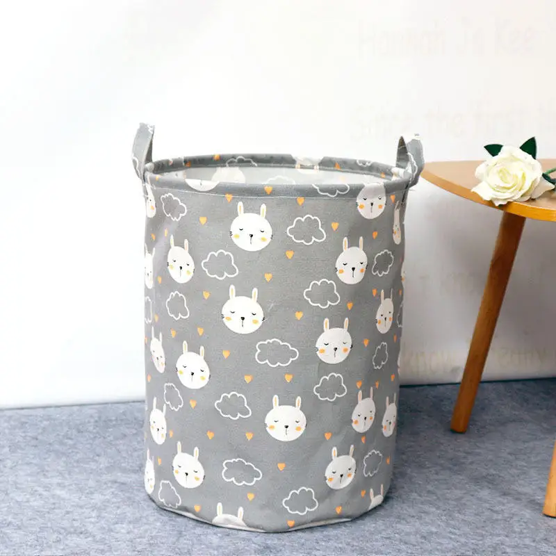 Factory Hot Selling Fashion Grey White Beige Canvas Cotton Fabric Laundry Storage Basket manufacture