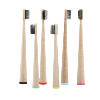 custom biodegradable conical shape charcoal infused brislte bamboo bamboo toothbrush