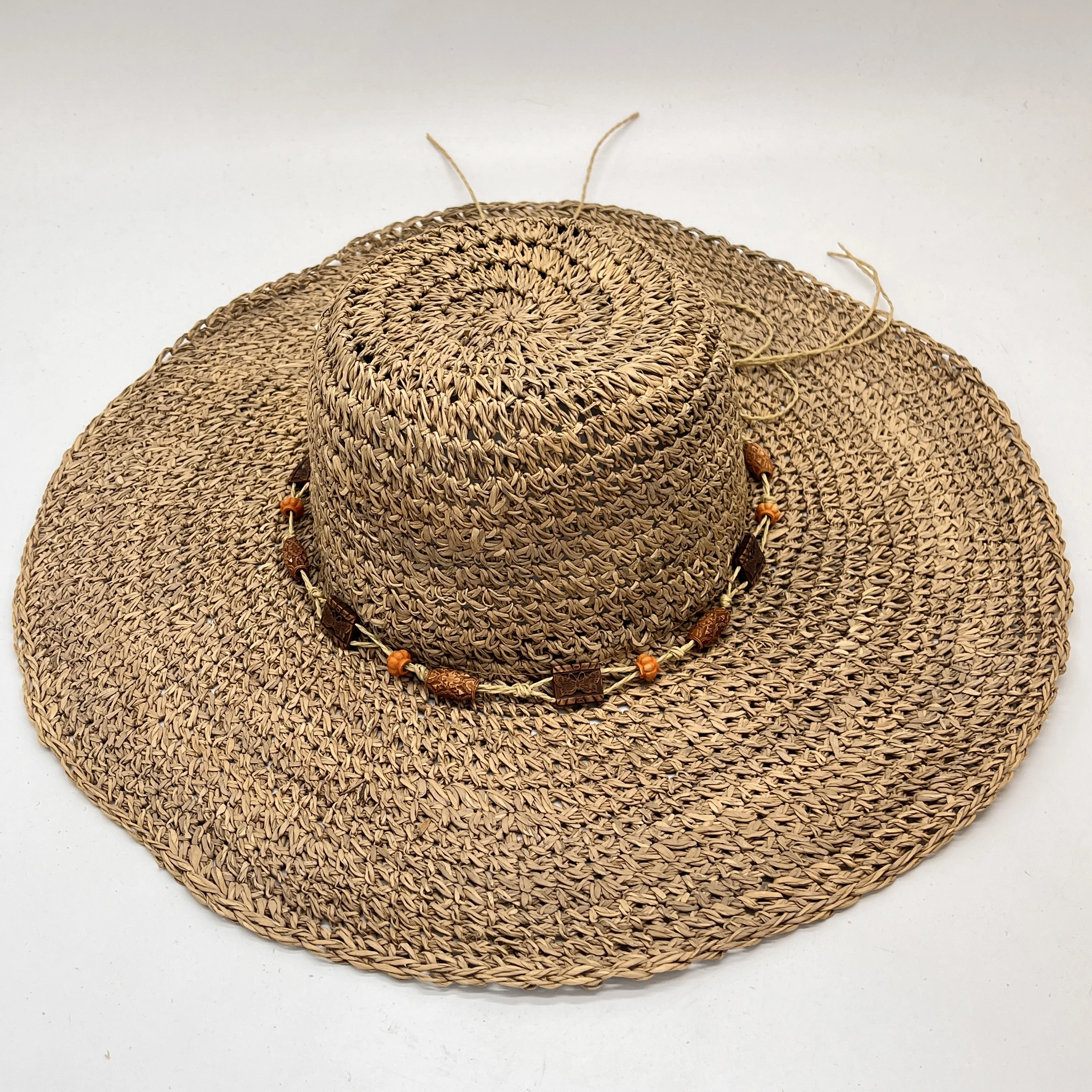 Wholesale Beach Summer Wide Brim Hat, Foldable Paper Straw Hat_voghion.com