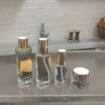 Customized Private Label Cylinder Water Emulsion Glass Bottle Luxury Cosmetics 30g 50g 40ml 100ml 120ml