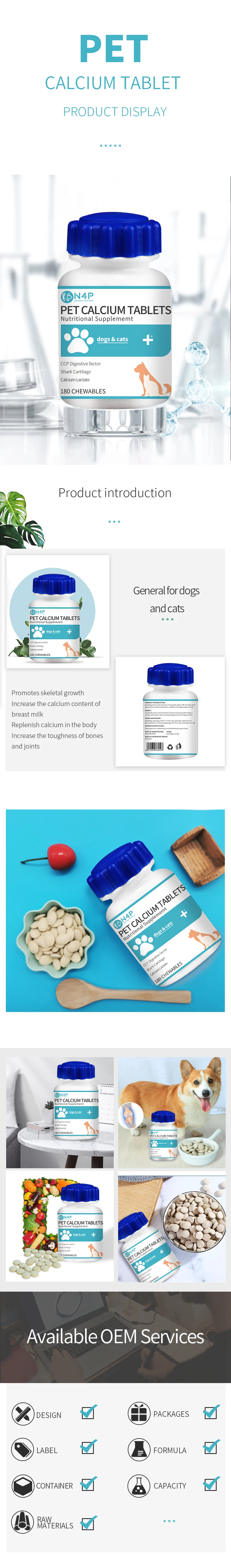 180 Tablets Organic Calcium Lactate Dog Chondroitin Large Bone Calcium