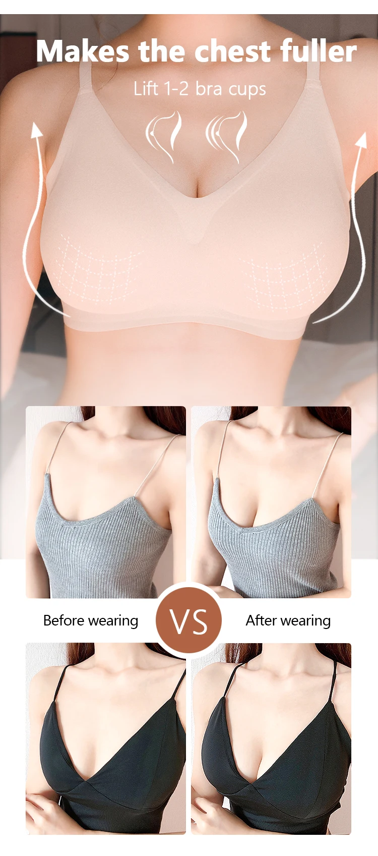 Hot Washable Doublesided Adhesive Triangle Sponge Pushup Stick On Bra