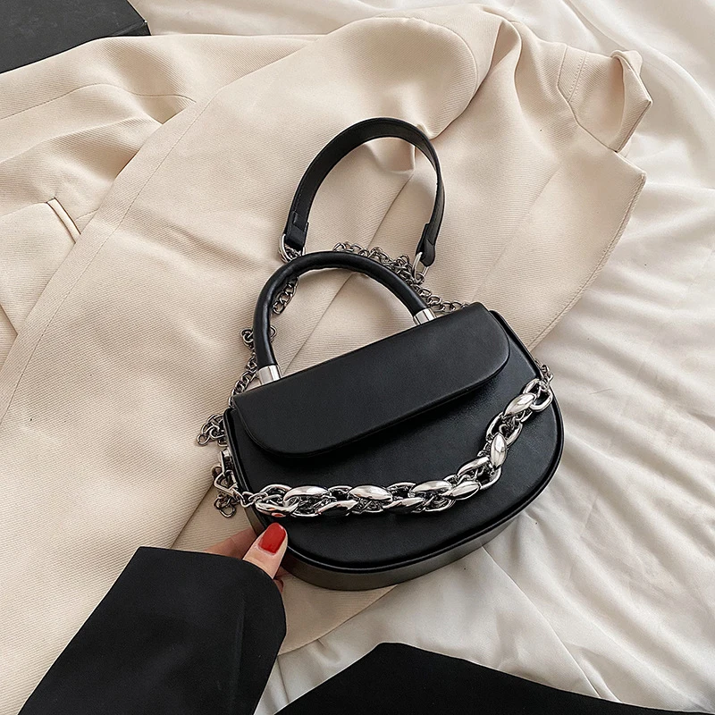 Leather Handbags Thick Chain Handbag 2022 New Fashion Thick Chain