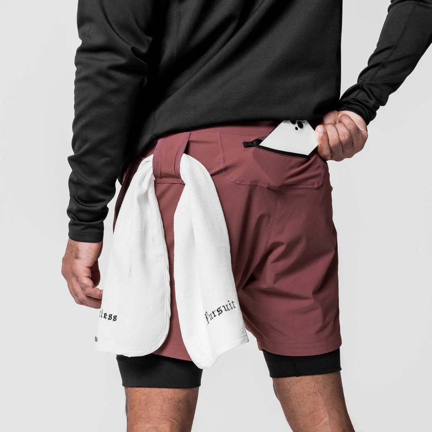 2-in-1-Lauf-Workout-Shorts für Herren in Übergröße, Fitnessstudio-Laufsport-Shorts mit Handtuchschlaufe, Fiess-Shorts mit Handytasche574_voghion.com