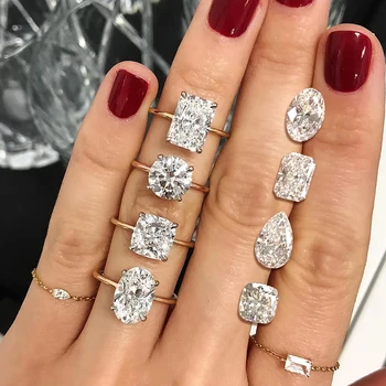Custom design women engagement wedding brand jewelry 14k 18k gold moissanite lab diamond ring