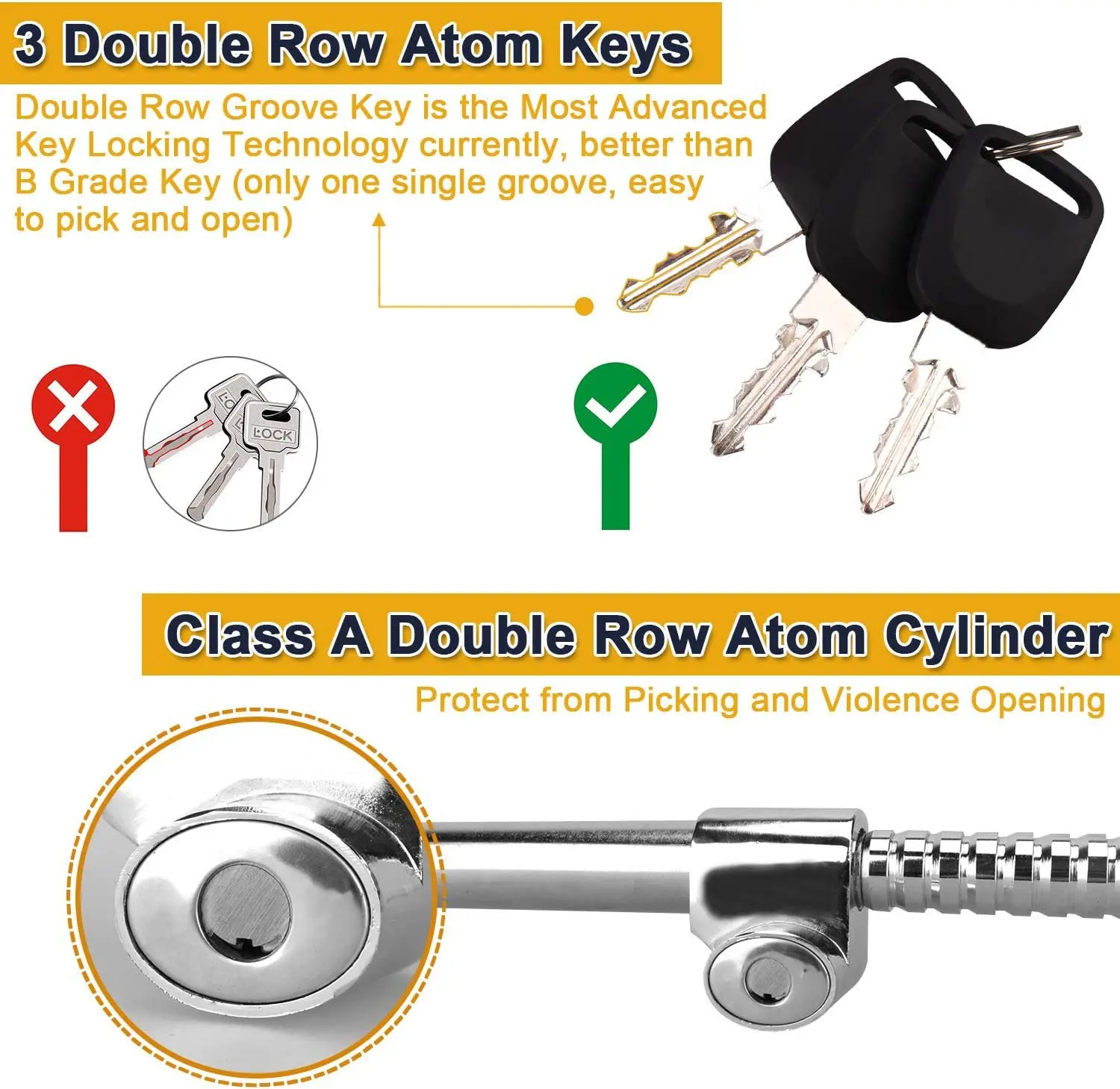 Factory Price Hot Selling Car Anti-theft Universal Carbon Steel Material Three-section Hook Lock Steering Wheel Lock