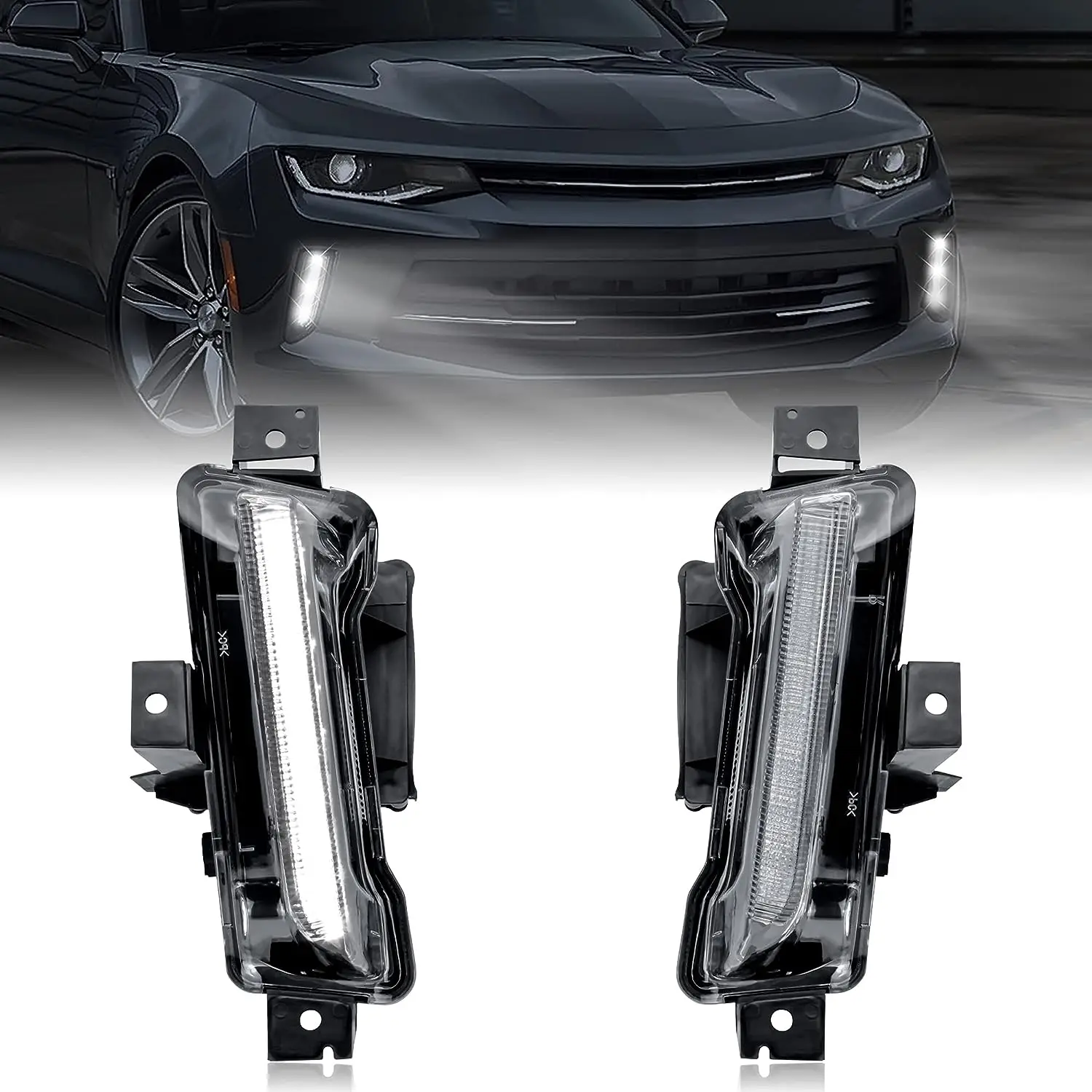 OVOVS No Turn Signal Function Front LED Daytime Running Lights Fog Light for Chevrolet Camaro 16-18