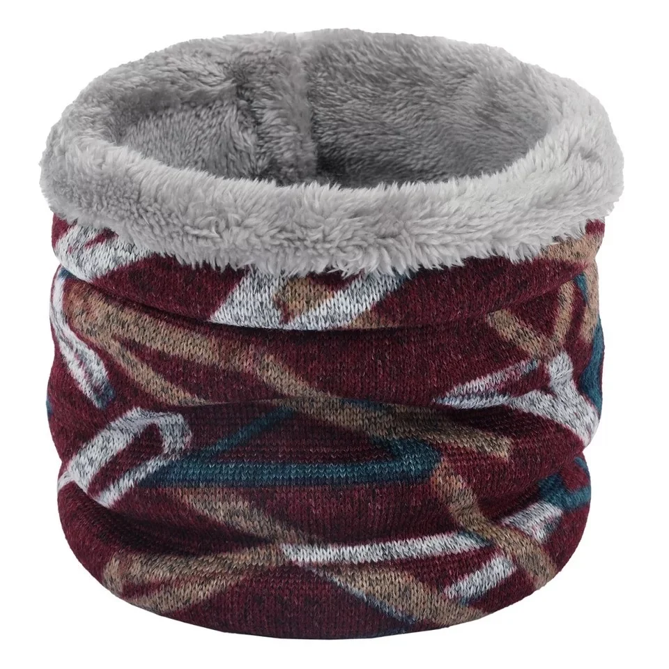 Оптовая продажа, дешевый модный теплый шарф-снуд с разноцветным принтом, Тканый Жаккардовый шарф-гетры с подкладкой из искусственного меха, бесконечный шарф