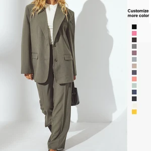 Women's Solid Color Custom Made Blazer Suit Regular Closure Type with Breathable Pants for Business Presentations