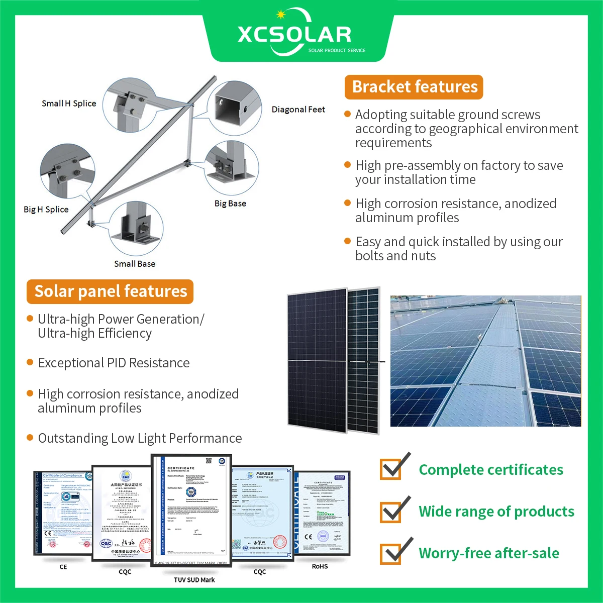 XC SOLAR 500kw 800kw 1MW On Grid System Solution