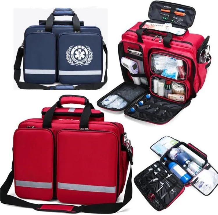 Red Rolling Earthquake Hospital Ambulance Trolley Emergency Suitcase