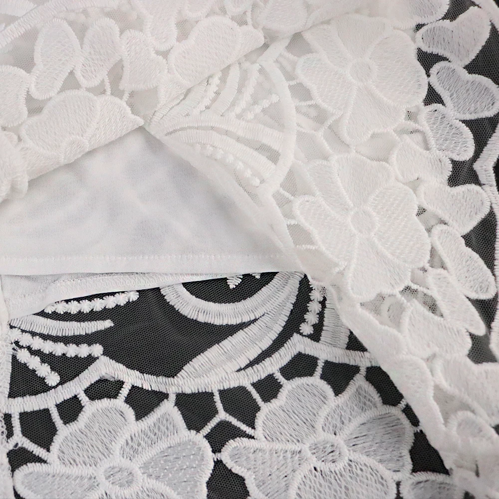 Latest Elegant White Lace Chic One Shoulder Ruffle Lady Evening Dress