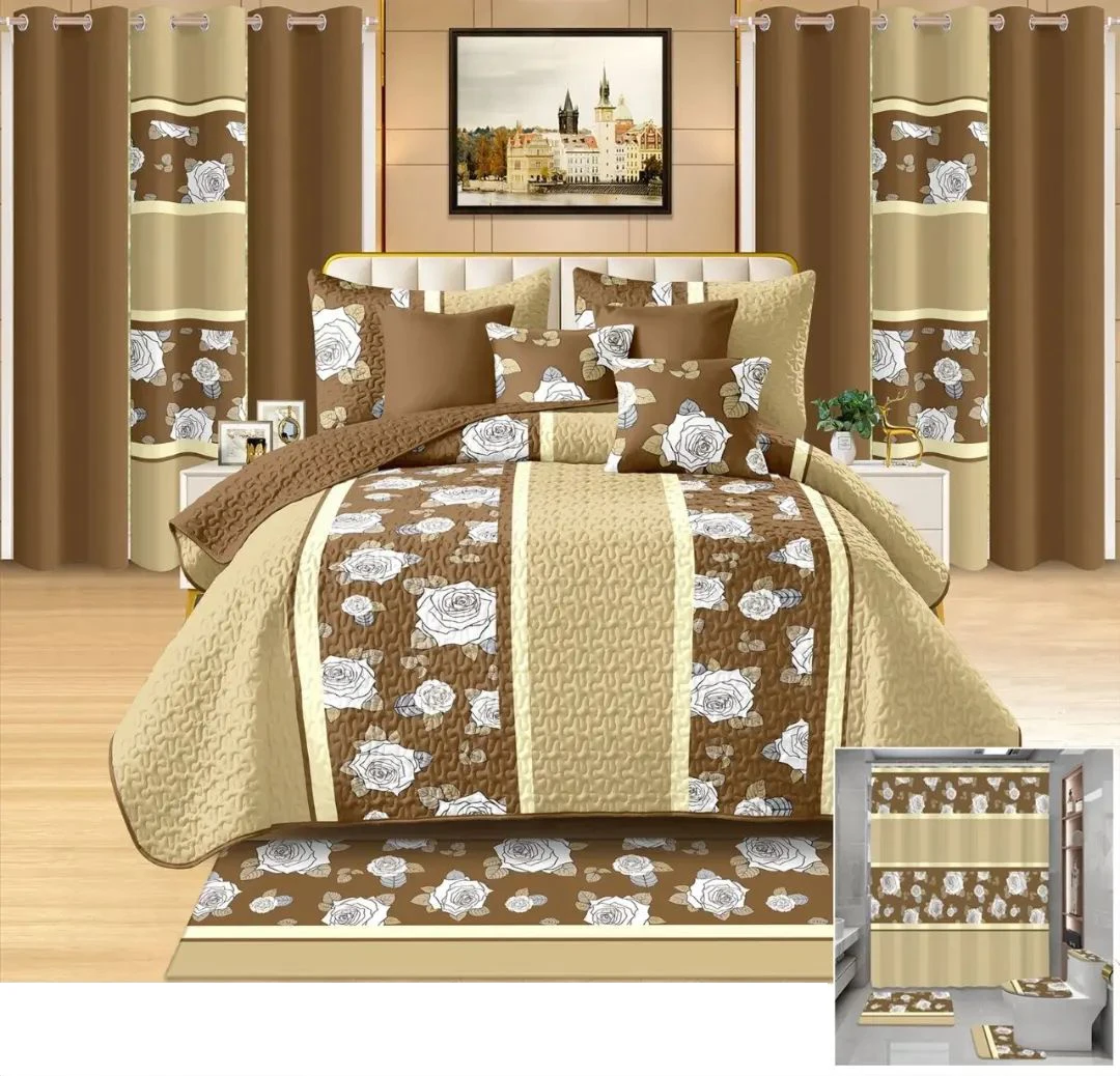 Hot Selling Bedding Sets 20 Pieces King Queen Bed Sheet With Curtains Flat Sheet 100 Polyester