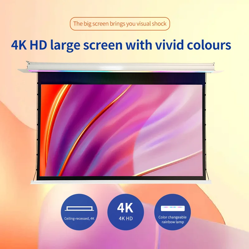 135 Inch ALR Intelligent Ceiling Motorized Projection Screens