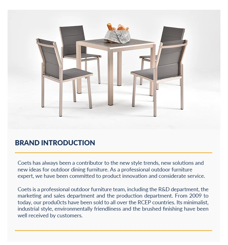 High Quality Patio Restaurant Furniture Outdoor Tables And Chairs Set Cafe Alu Table Garden