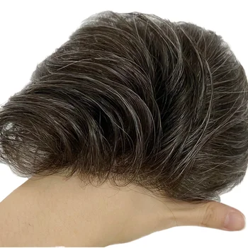 HS25 Newtimes Hair 0.02 0.03 Ultra Thin Skin V-looped Human Hair Replacement Men Toupee