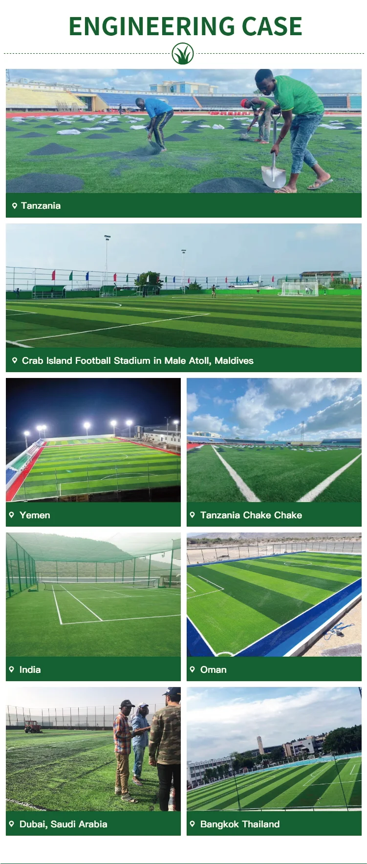 50mm Pile Height Artificial Grass with Easy Installation Soft Touch and High Tenacity for Football Fields