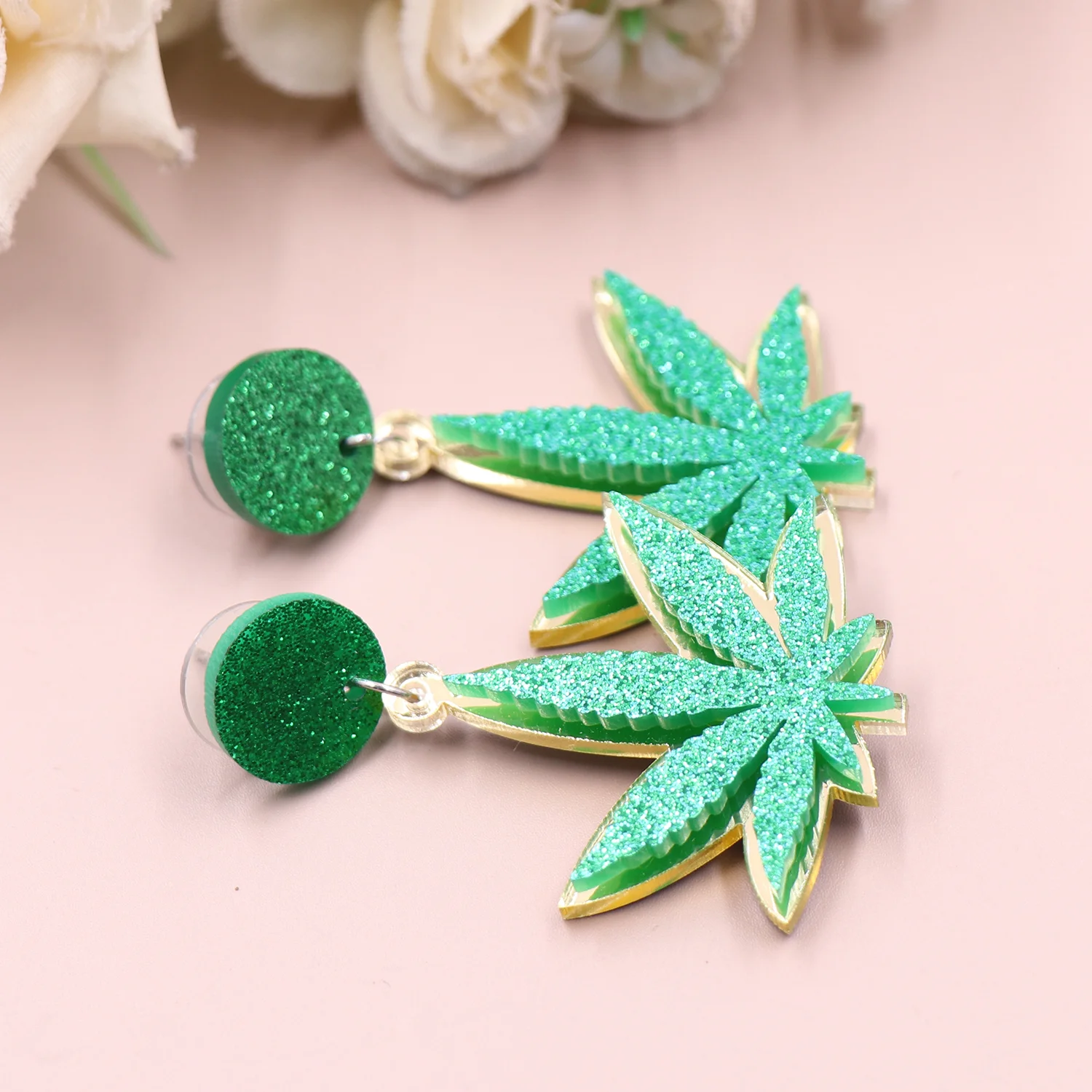 ERS348ER1692 1pair Top fashion CN Drop maple leaves TRENDY Acrylic earrings Jewelry for women supplier