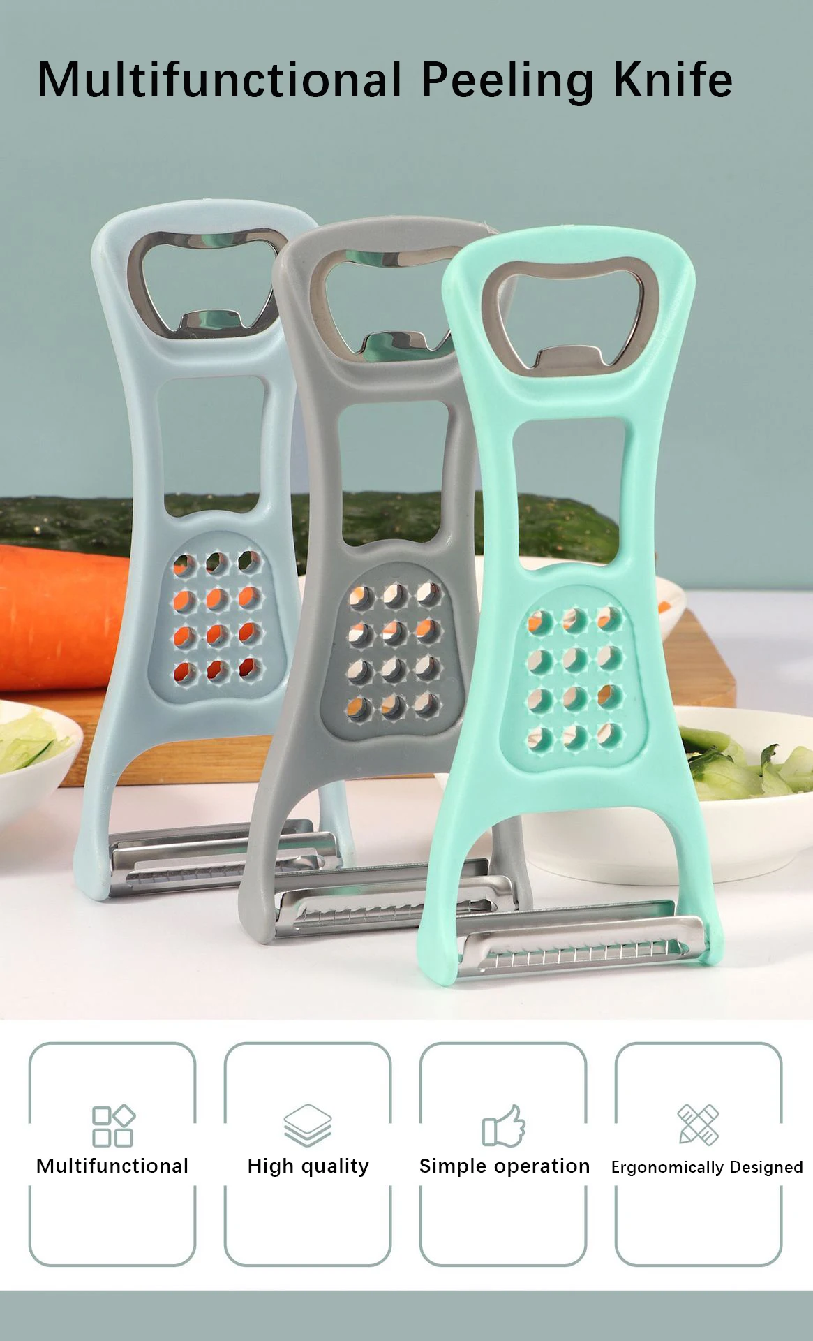 Multifunctional peeler household peeling knife vegetable grater with bottle opener