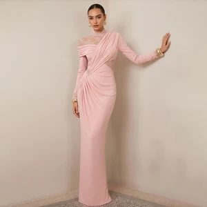 ZYHT 73935 Customization Pink 2026 Spring Summer New Collection Knitted Lace Elegant Evening Formal Party Dress