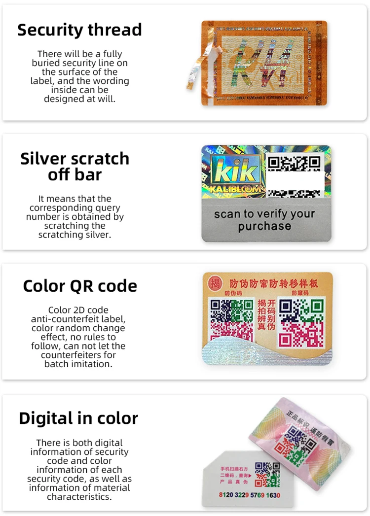 product custom authenticity laser vinyl scratch off layer security stickers features with qr code tamper evident hologram adhesive label-3