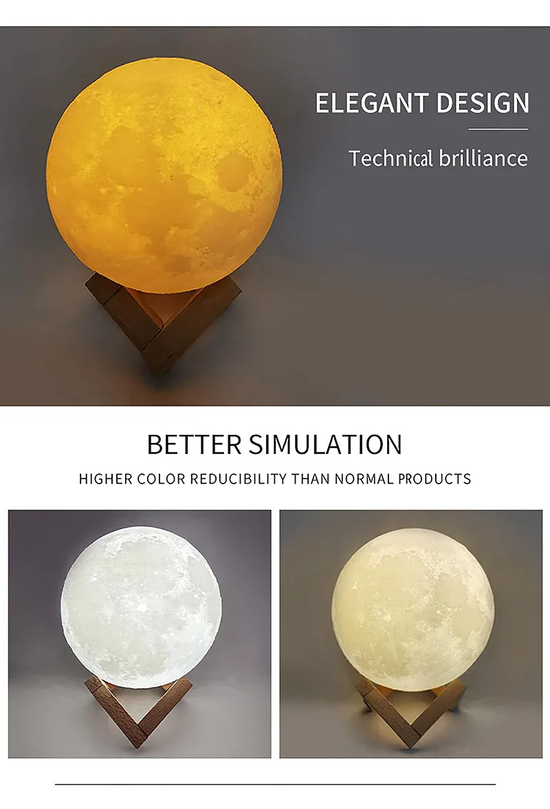 3d Custom Led Moon Light Lunar Lamp Remote Controlled Touch Control