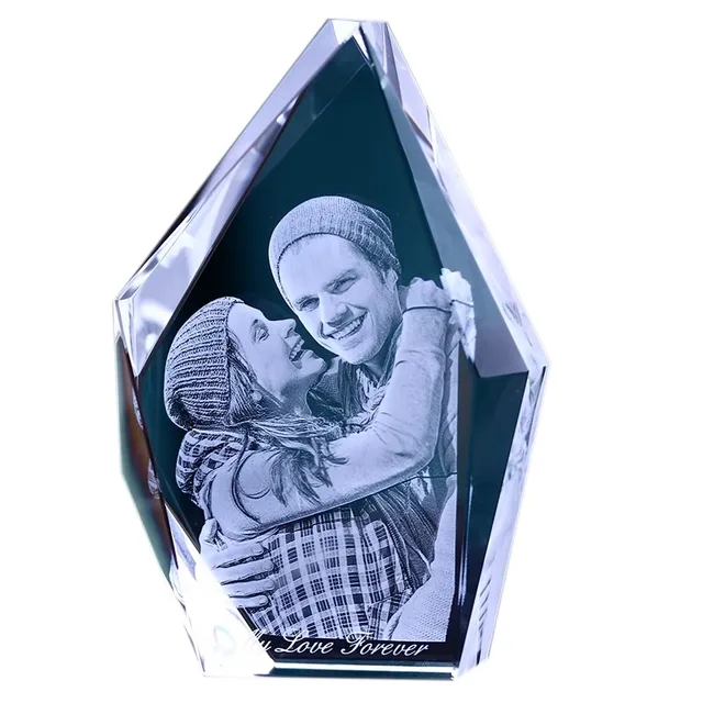 Manufacturer Wholesale Honor Crystal Custom Blank 3d Photo Crystal Cube 3d Laser Engraving Heart Shape Crystal Photo Frame