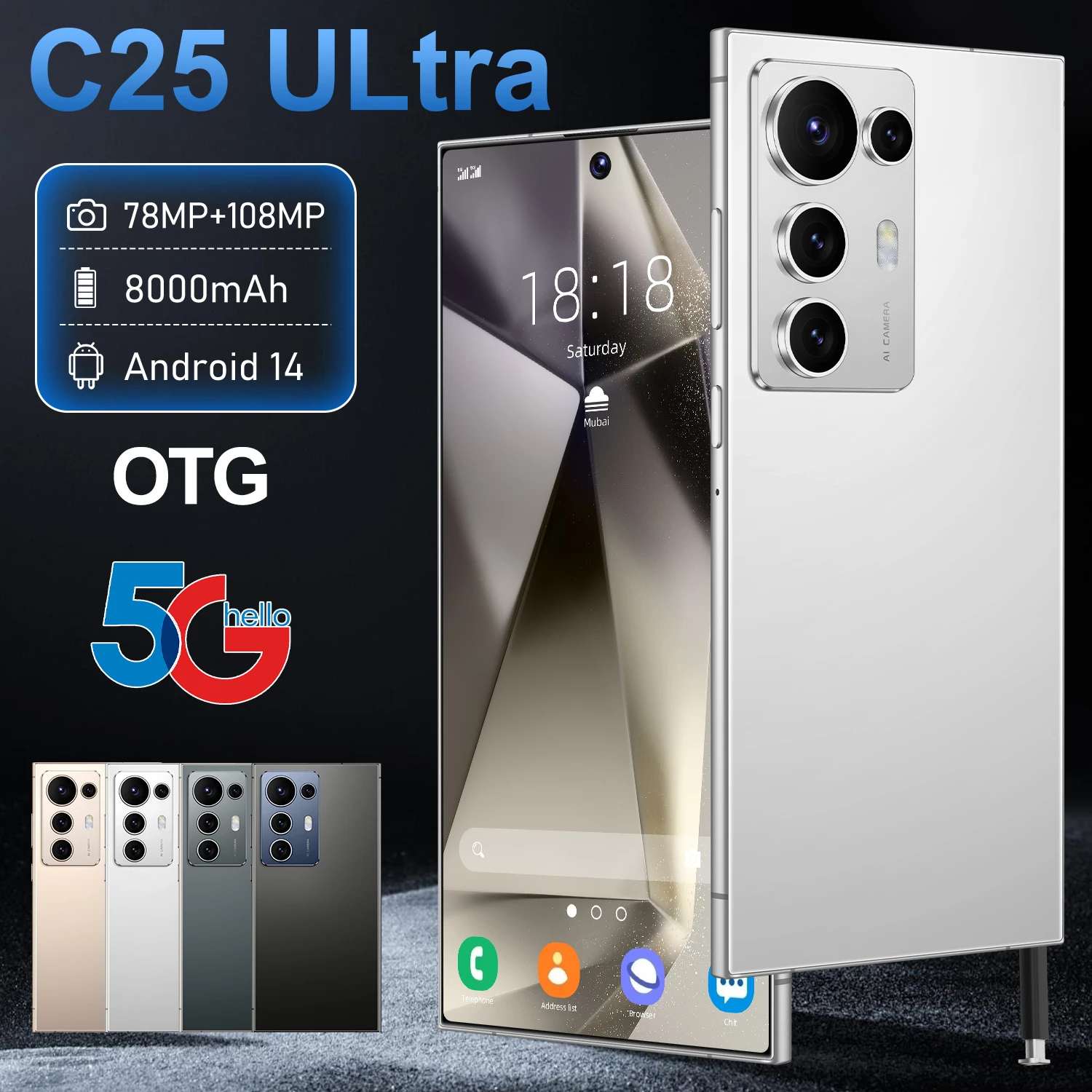 High Configuration 2025 Latest C25 Ultra Smart LTE 16GB 1TB HD