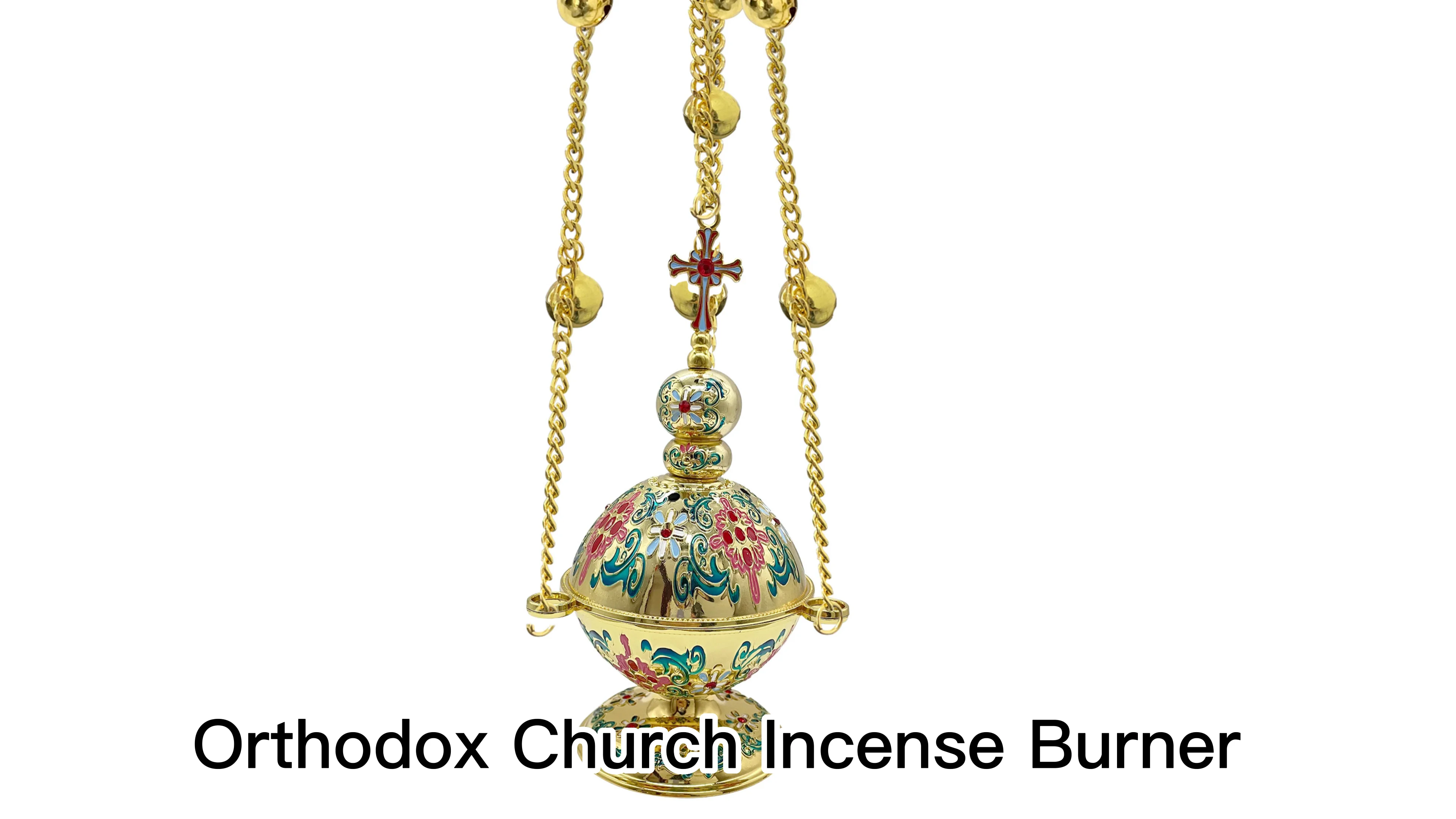 Orthodox Church Incense Burner For Blessing With Belling Gold Painting