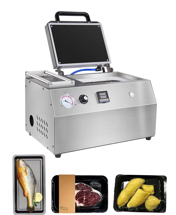 AM-260VS for 2 Trays Meat Fruit Steak Beef Sealer Manual Easy Operation Food Packer Freshlocker Packaging Vacuum Skin Machine supplier